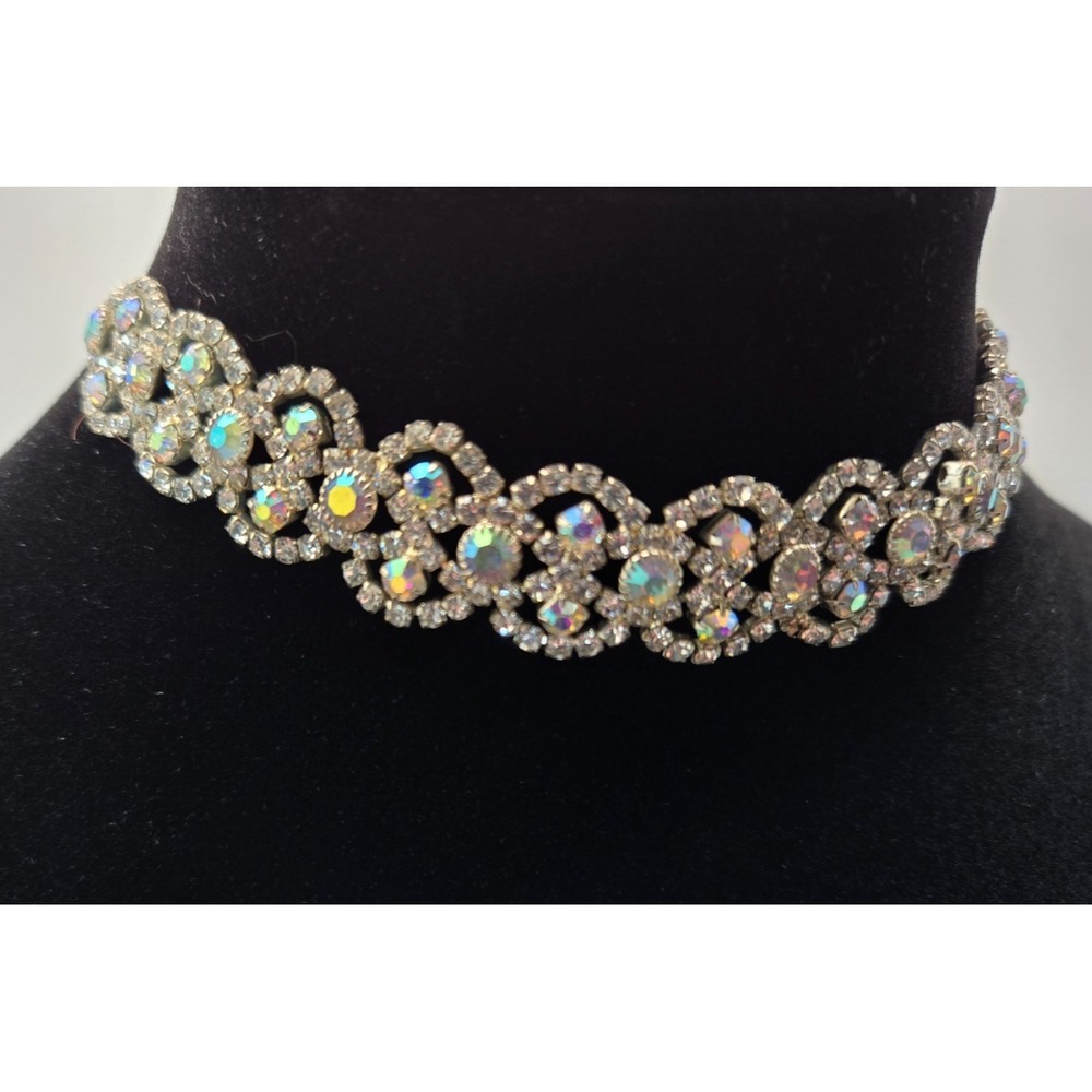 AB‎ Rhinestone Choker Necklace Bridal Prom Coquette Glam Christina Collection